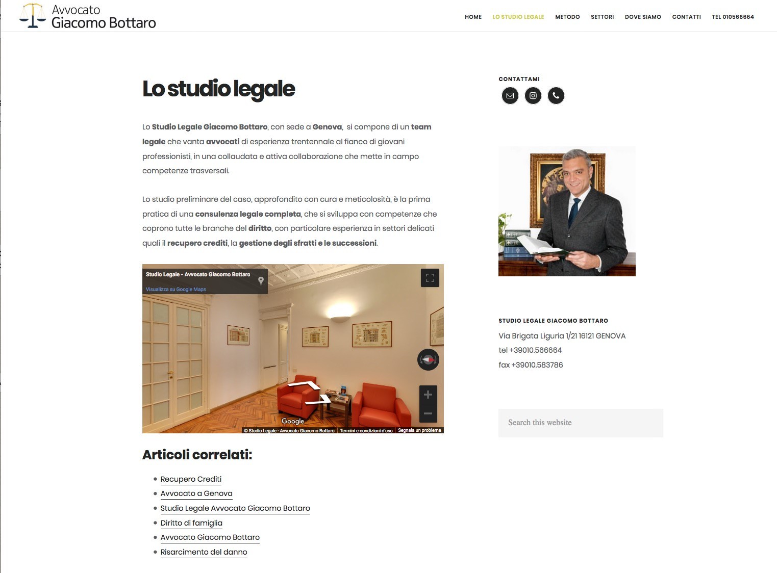 Nuovo sito internet Avvocato Giacomo Bottaro Genova